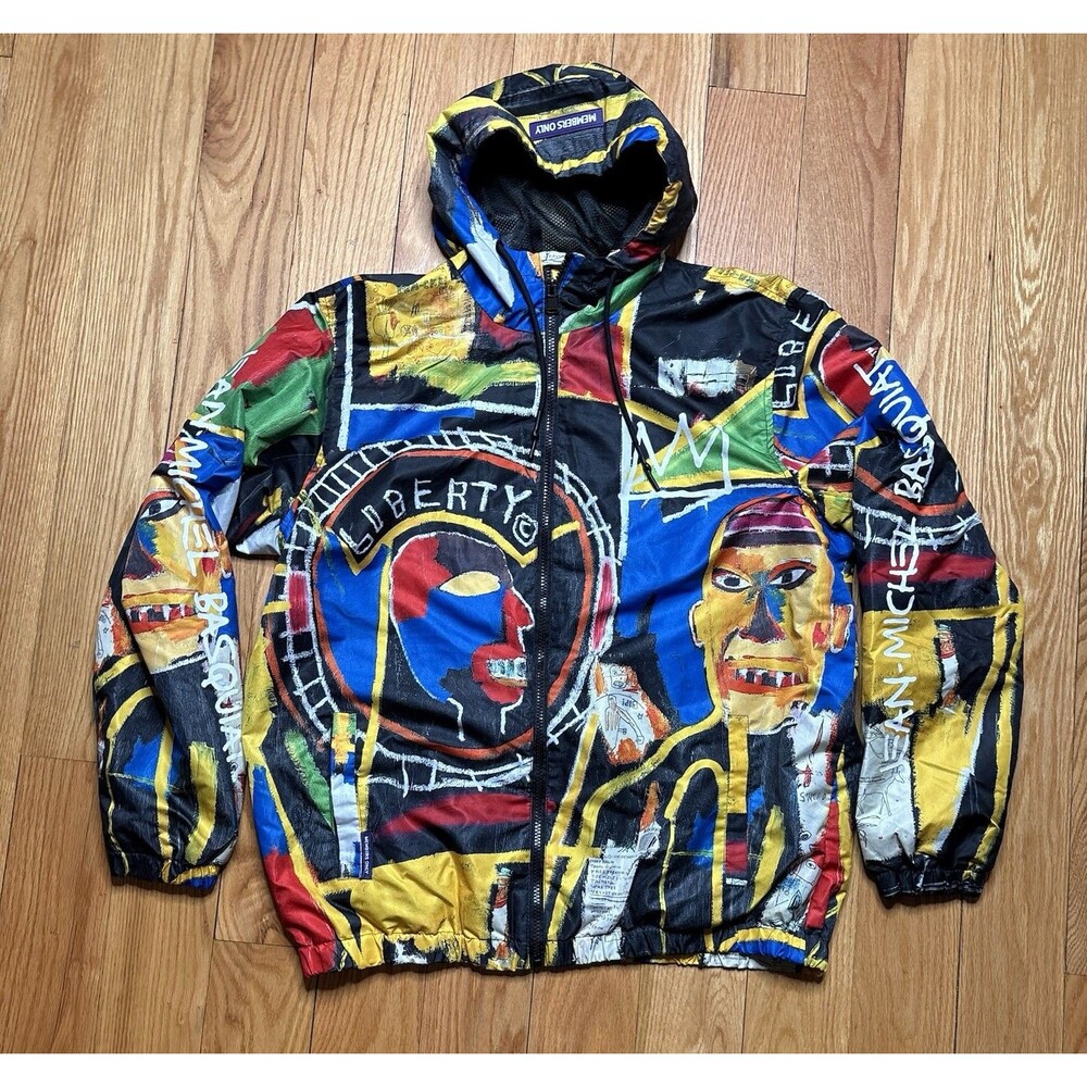 Jean-Michel Basquiat Members Only Windbreaker Jacket Multicolor Sz Lrg Mens Full